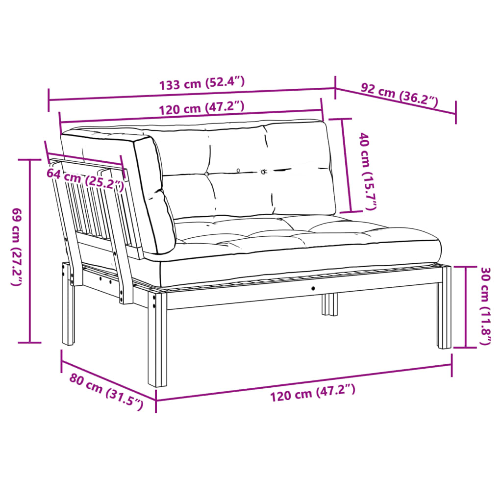 Garten-Ecksofa aus Paletten mit Kissen Massivholz Akazie