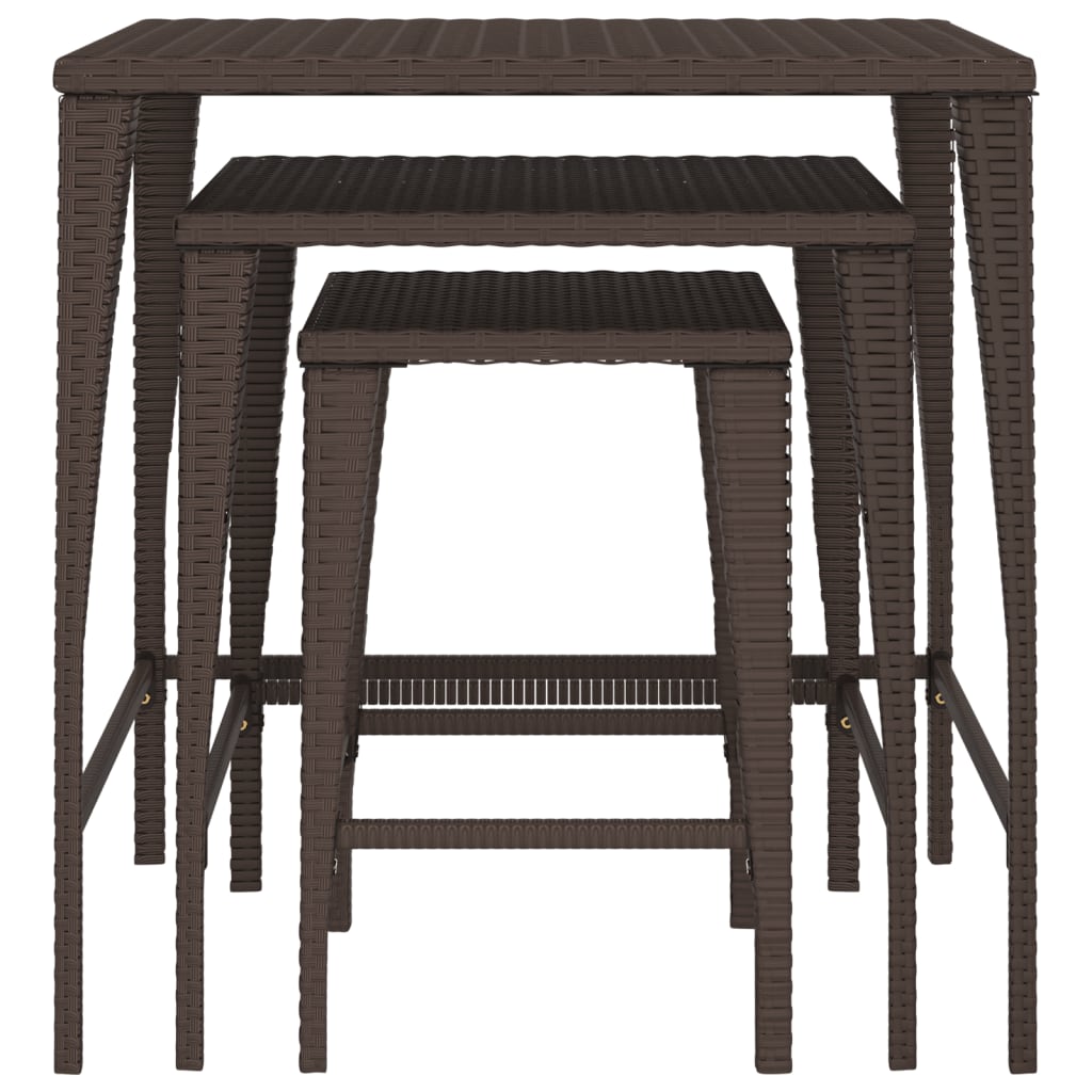 Garten-Satztische 3 Stk. Braun Poly Rattan