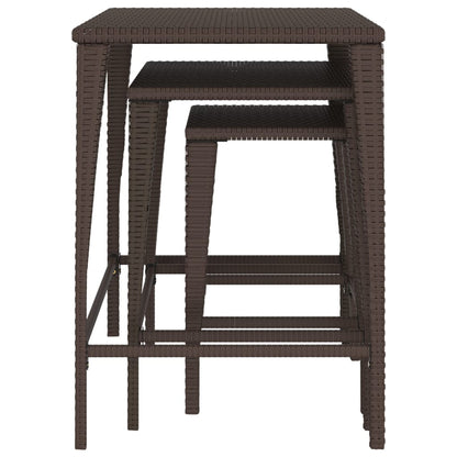 Garten-Satztische 3 Stk. Braun Poly Rattan