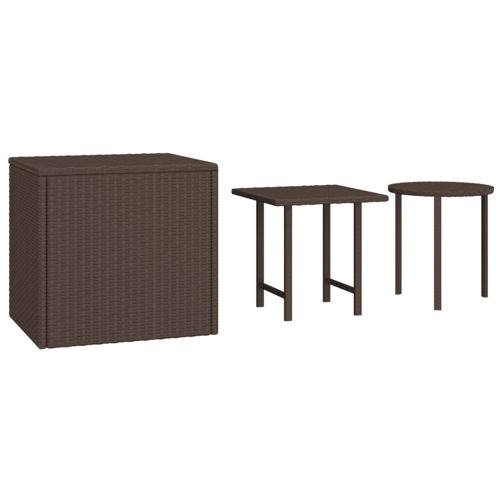 Garten-Beistelltische 3 Stk. Braun Poly Rattan