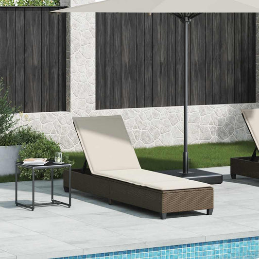 Sonnenliege mit Auflagen Braun 55x200x25,5cm Poly Rattan