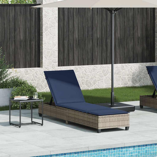 Sonnenliege mit Auflagen Grau 55x200x25,5cm Poly Rattan