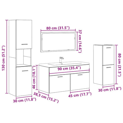 4-tlg. Badmöbel-Set Betongrau Holzwerkstoff