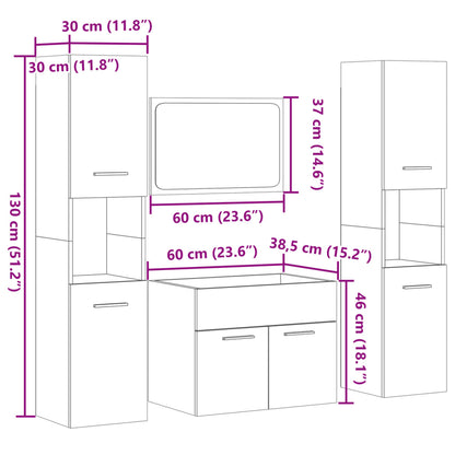 4-tlg. Badmöbel-Set Betongrau Holzwerkstoff