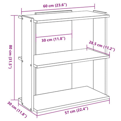 Bücherregal 3 Böden Schwarz 60x30x80 cm Holzwerkstoff