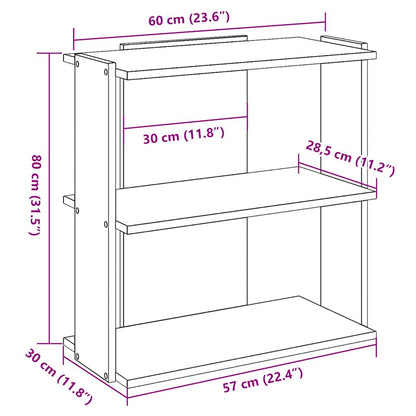 Bücherregal 3 Böden Betongrau 60x30x80 cm Holzwerkstoff