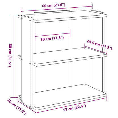 Bücherregal 3 Böden Räuchereiche 60x30x80 cm Holzwerkstoff