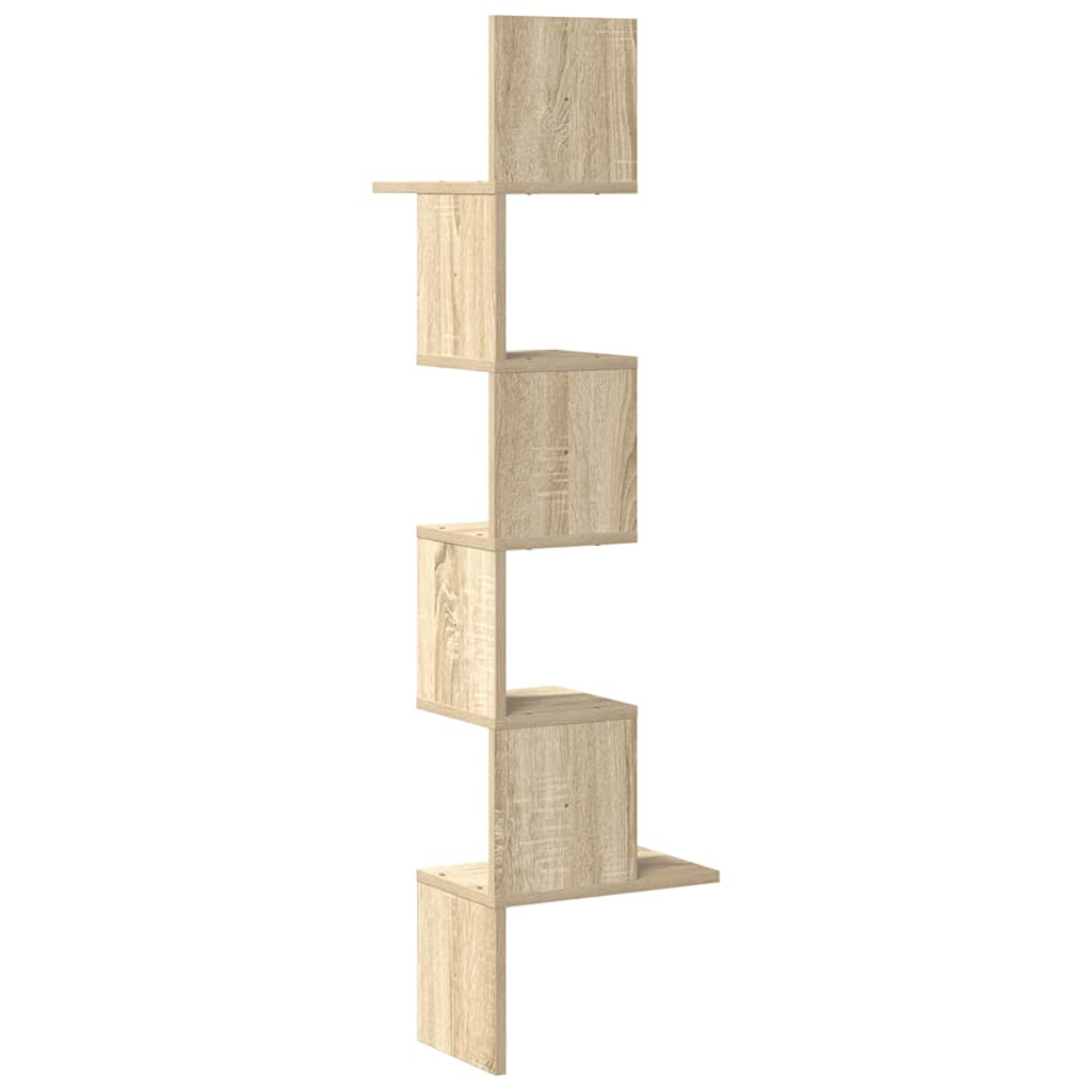 Wand-Eckregal Sonoma-Eiche 32x32x127,5 cm Holzwerkstoff