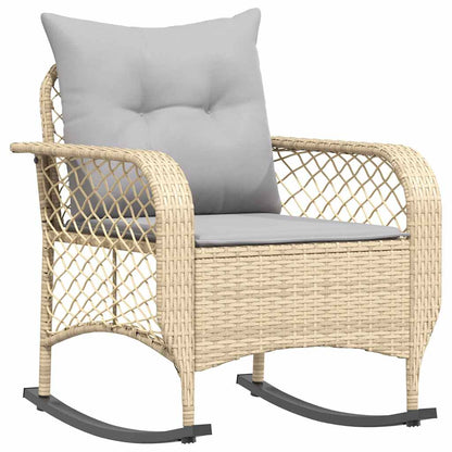 Garten-Schaukelstuhl mit Kissen Beige Poly Rattan