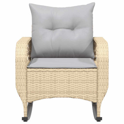 Garten-Schaukelstuhl mit Kissen Beige Poly Rattan