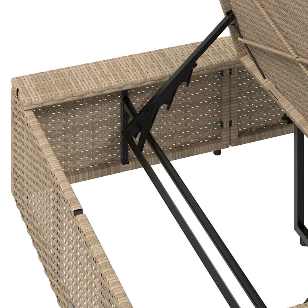 Sonnenliege mit schwebender Auflage Beige Poly Rattan