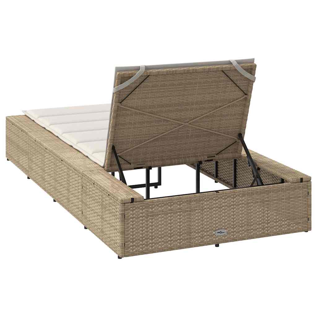 Sonnenliege mit schwebender Auflage Beige Poly Rattan