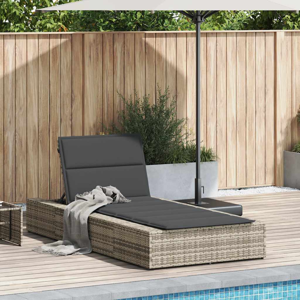 Sonnenliege mit schwebender Auflage Hellgrau Poly Rattan