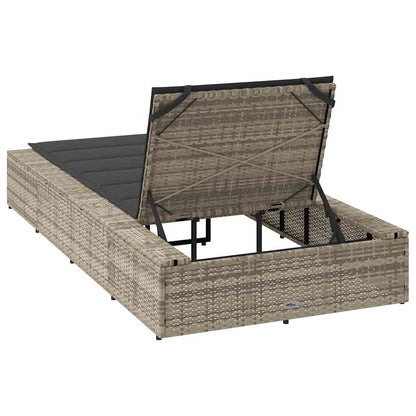 Sonnenliege mit schwebender Auflage Hellgrau Poly Rattan