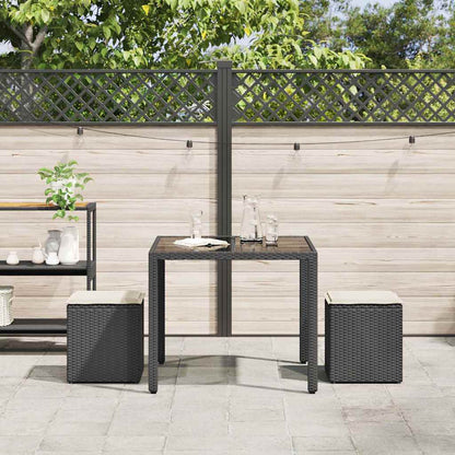 Gartenhocker mit Kissen 2 Stk. Schwarz 40x40x43 cm Poly Rattan