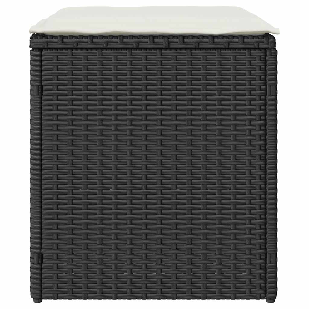 Gartenhocker mit Kissen 2 Stk. Schwarz 40x40x43 cm Poly Rattan