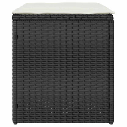 Gartenhocker mit Kissen 2 Stk. Schwarz 40x40x43 cm Poly Rattan