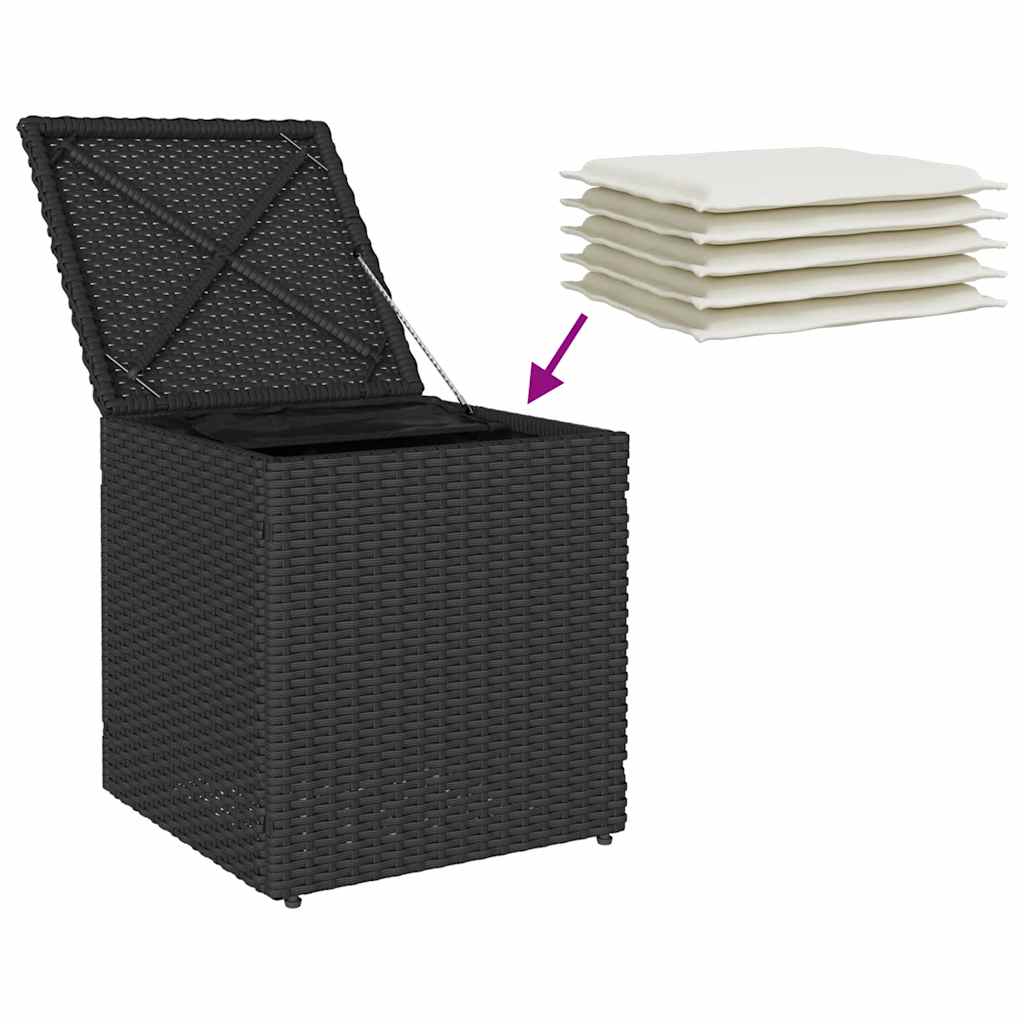 Gartenhocker mit Kissen 2 Stk. Schwarz 40x40x43 cm Poly Rattan