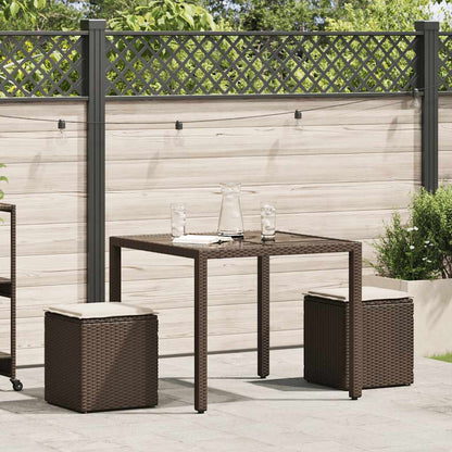 Gartenhocker mit Kissen 2 Stk. Braun 40x40x43 cm Poly Rattan