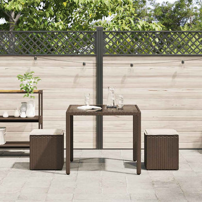 Gartenhocker mit Kissen 2 Stk. Braun 40x40x43 cm Poly Rattan