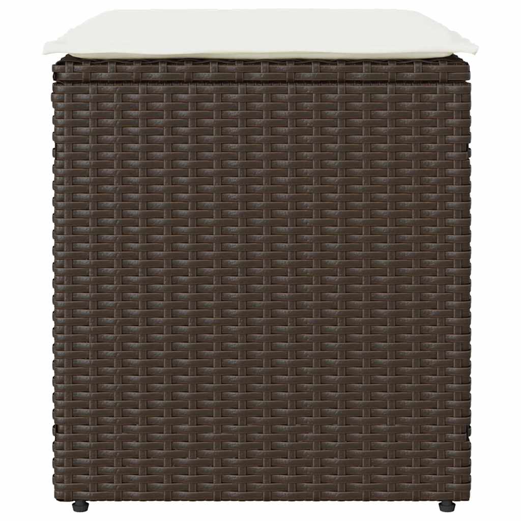 Gartenhocker mit Kissen 2 Stk. Braun 40x40x43 cm Poly Rattan