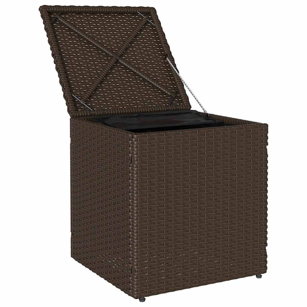 Gartenhocker mit Kissen 2 Stk. Braun 40x40x43 cm Poly Rattan