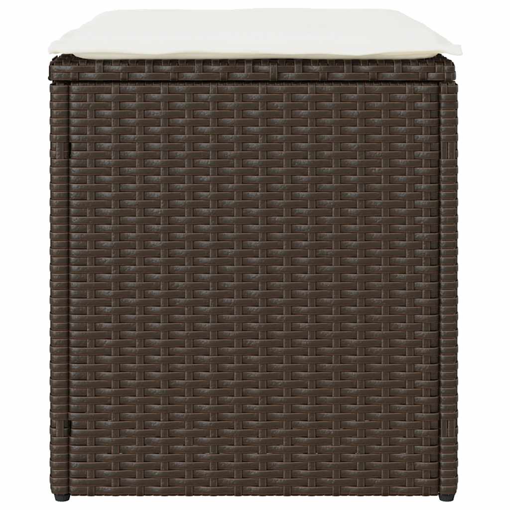 Gartenhocker mit Kissen 2 Stk. Braun 40x40x43 cm Poly Rattan