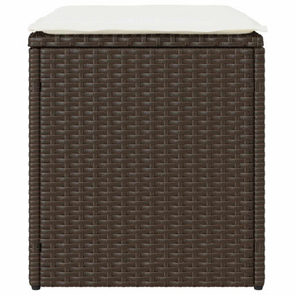 Gartenhocker mit Kissen 2 Stk. Braun 40x40x43 cm Poly Rattan