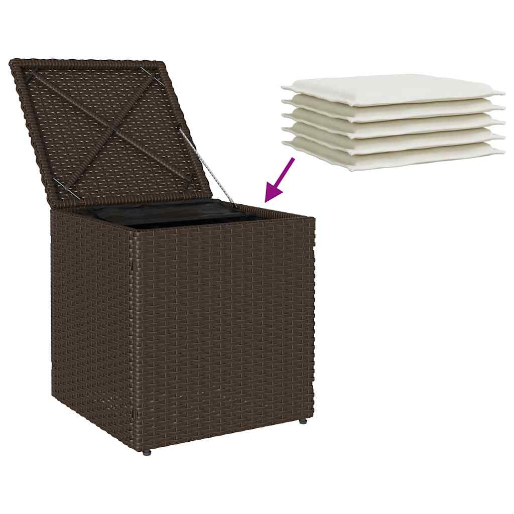 Gartenhocker mit Kissen 2 Stk. Braun 40x40x43 cm Poly Rattan