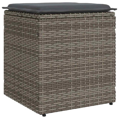 Gartenhocker mit Kissen 2 Stk. Grau 40x40x43 cm Poly Rattan