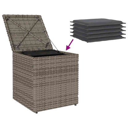 Gartenhocker mit Kissen 2 Stk. Grau 40x40x43 cm Poly Rattan