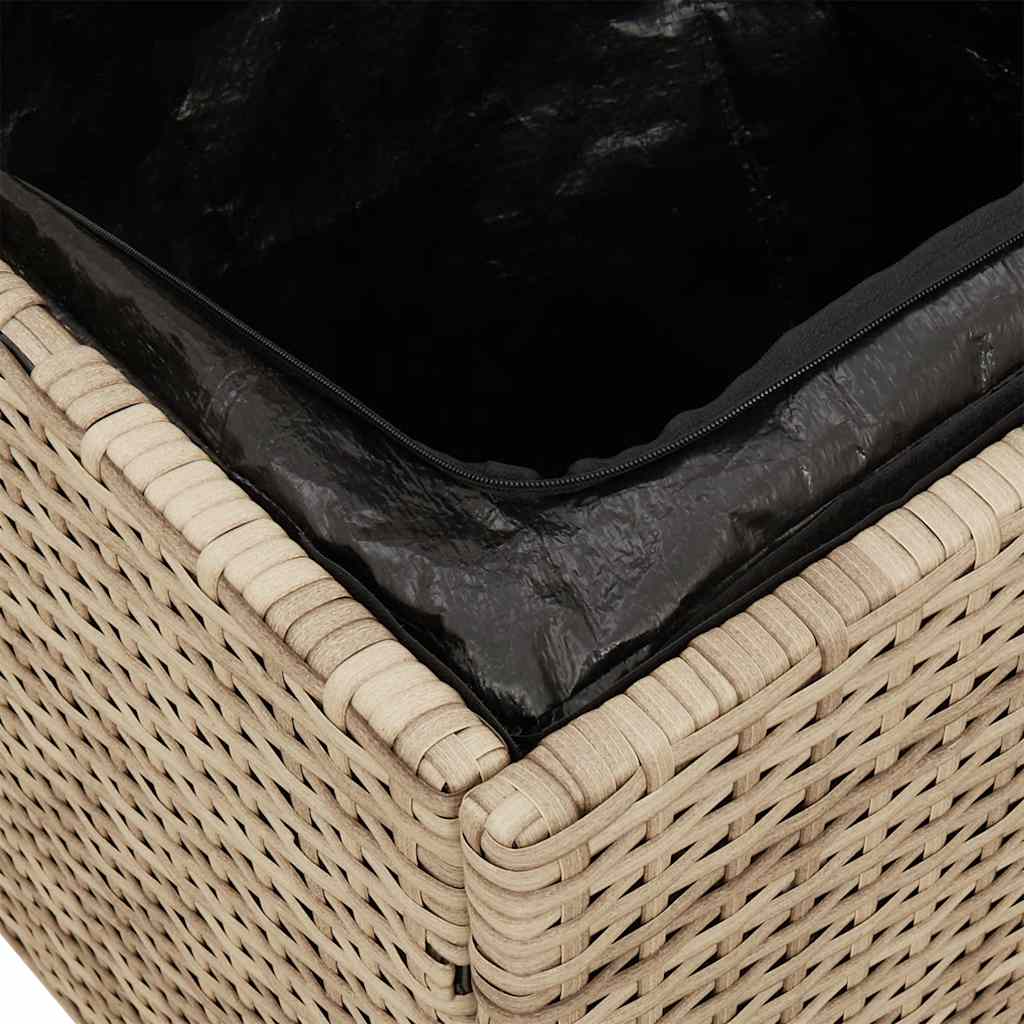 Gartenhocker mit Kissen 2 Stk. Beige 40x40x43 cm Poly Rattan