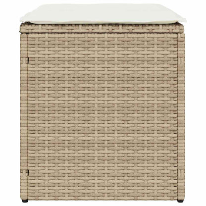 Gartenhocker mit Kissen 2 Stk. Beige 40x40x43 cm Poly Rattan