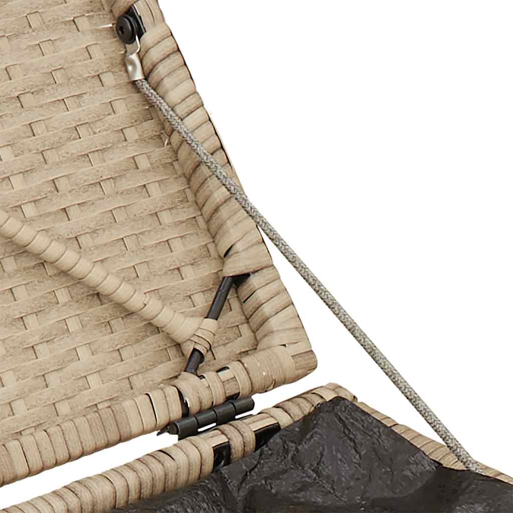 Gartenhocker mit Kissen 2 Stk. Beige 40x40x43 cm Poly Rattan