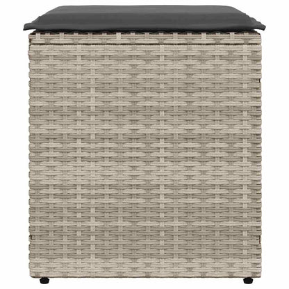 Gartenhocker mit Kissen 2 Stk. Hellgrau 40x40x43 cm Poly Rattan