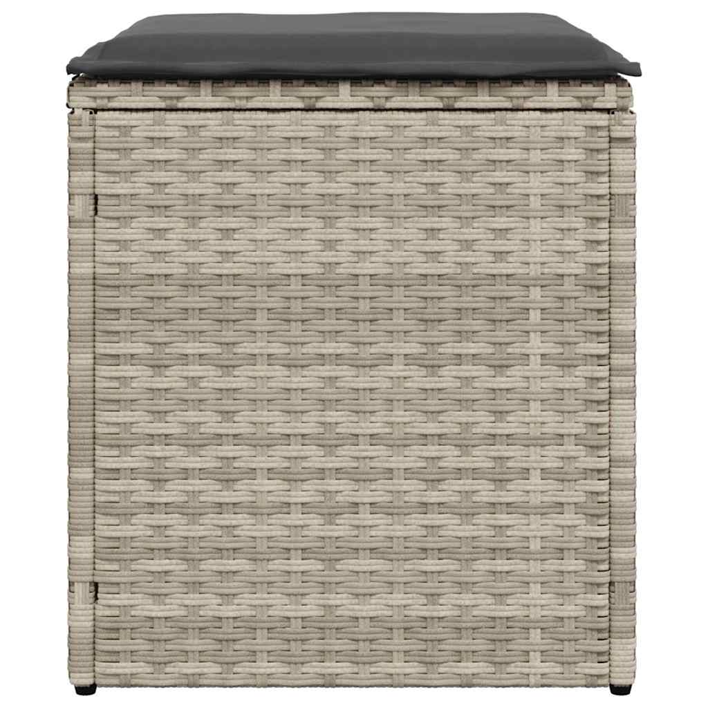 Gartenhocker mit Kissen 2 Stk. Hellgrau 40x40x43 cm Poly Rattan