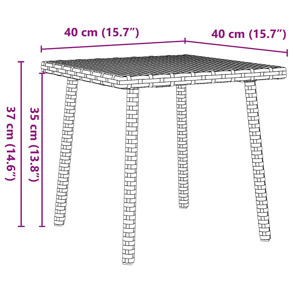 Garten-Couchtisch Rechteckig Schwarz 40x40x37 cm Poly Rattan