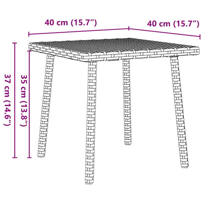 Garten-Couchtisch Rechteckig Schwarz 40x40x37 cm Poly Rattan