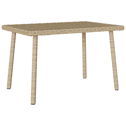 Garten-Couchtisch Rechteckig Beige 60x40x37 cm Poly Rattan