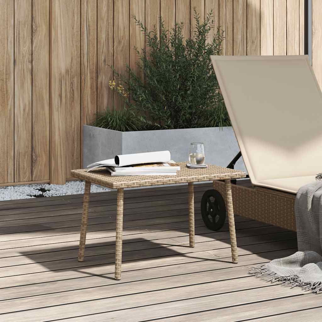 Garten-Couchtisch Rechteckig Beige 60x40x37 cm Poly Rattan