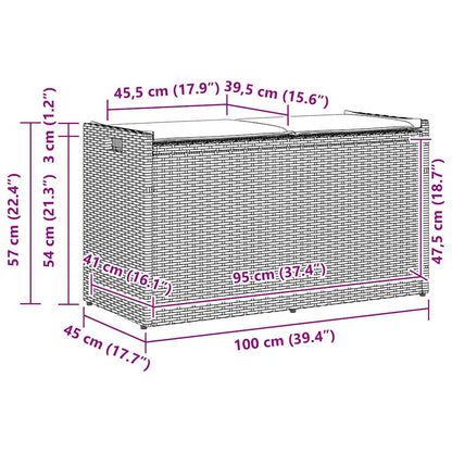 Outdoor-Sitzbank mit Stauraum und Kissen Beige 100 cm