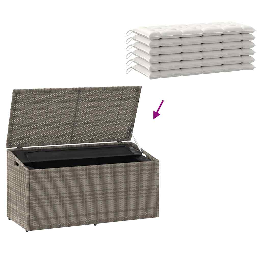 Garten-Auflagenbox Grau 110x50x58 cm Poly Rattan