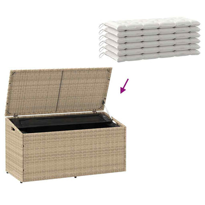 Garten-Auflagenbox Beige 110x50x58 cm Poly Rattan