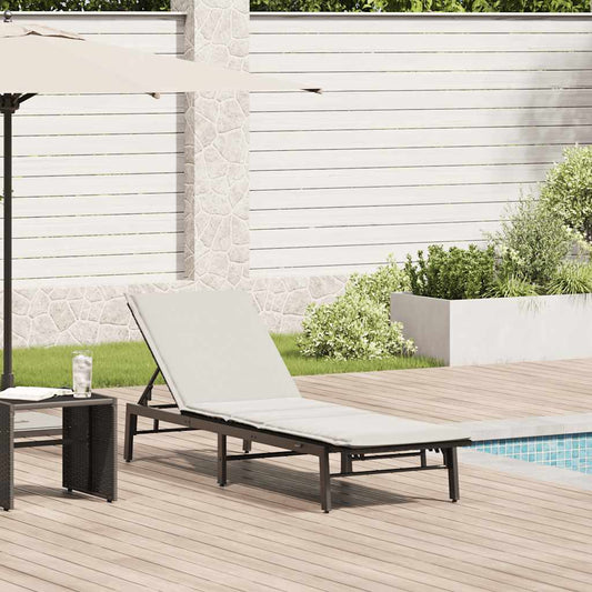 Sonnenliege mit Auflage Schwarz Poly-Rattan