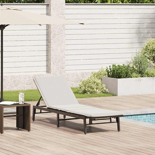 Sonnenliege mit Auflage Braun Poly Rattan