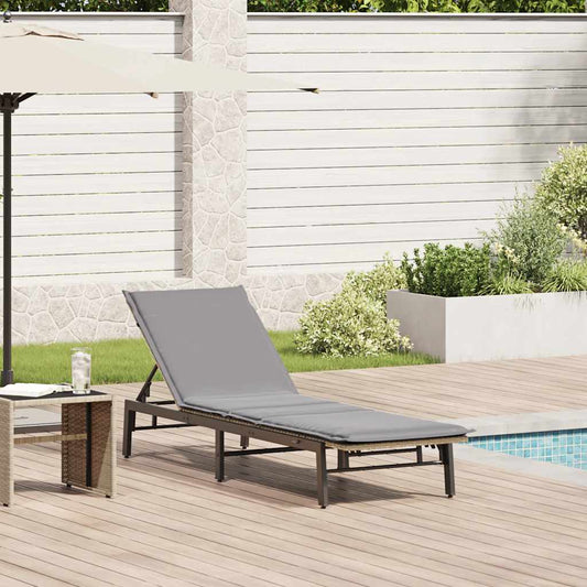 Sonnenliege mit Auflage Beige Poly Rattan