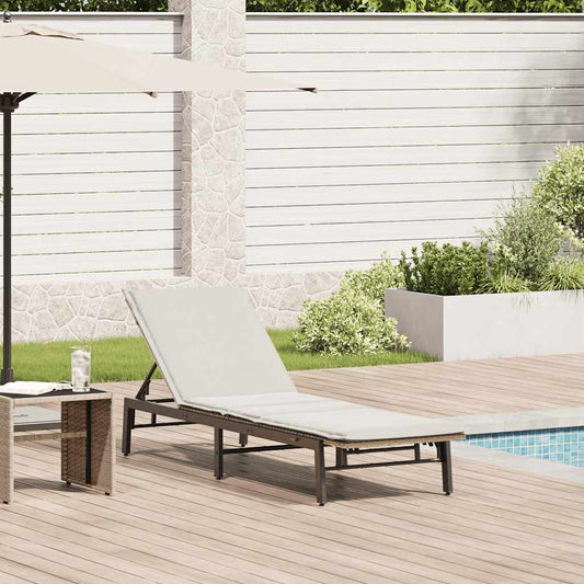 Sonnenliege mit Auflage Beige Poly Rattan