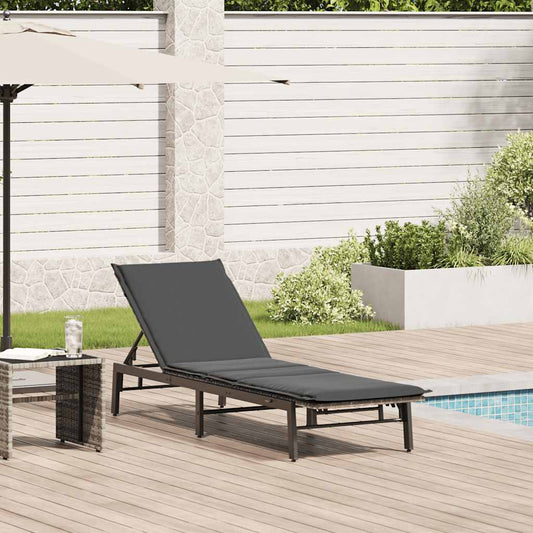 Sonnenliege mit Auflage Hellgrau Poly Rattan