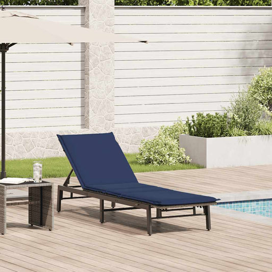 Sonnenliege mit Auflage Grau Poly Rattan