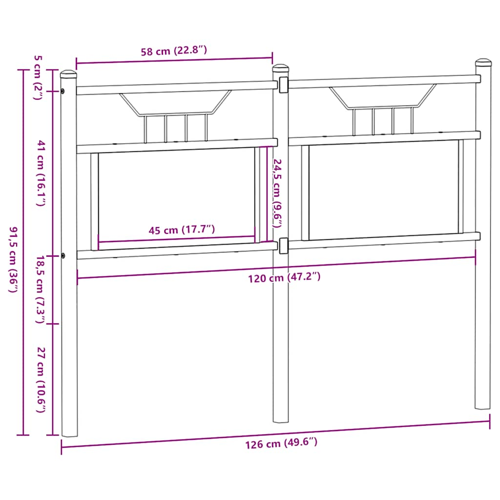 Kopfteil Sonoma-Eiche 120 cm Holzwerkstoff und Stahl